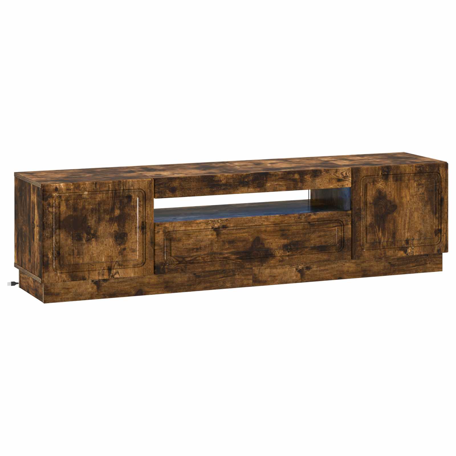 LED tv-meubel Gerookt eiken Bewerkt hout