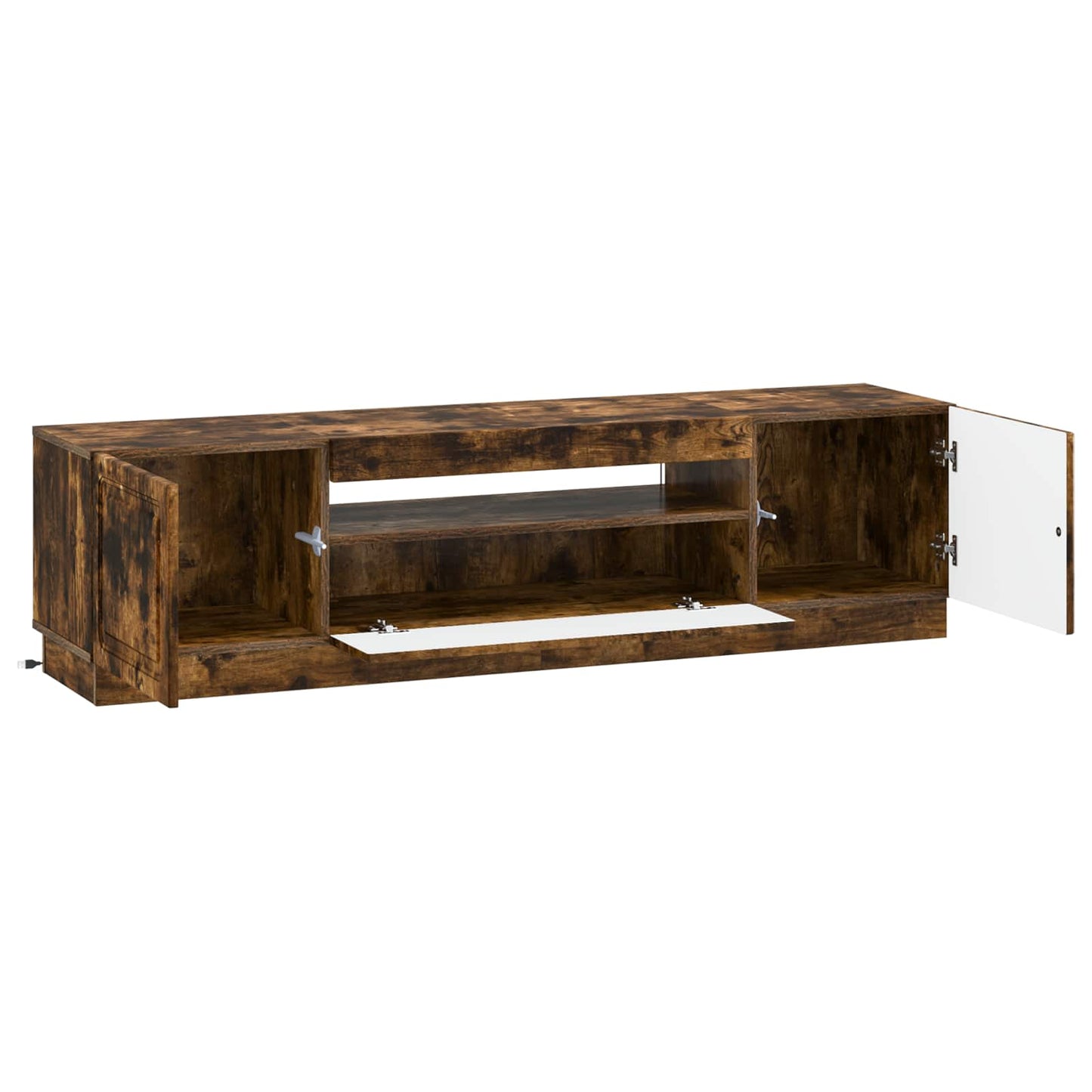 LED tv-meubel Gerookt eiken Bewerkt hout