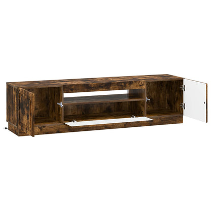 LED tv-meubel Gerookt eiken Bewerkt hout