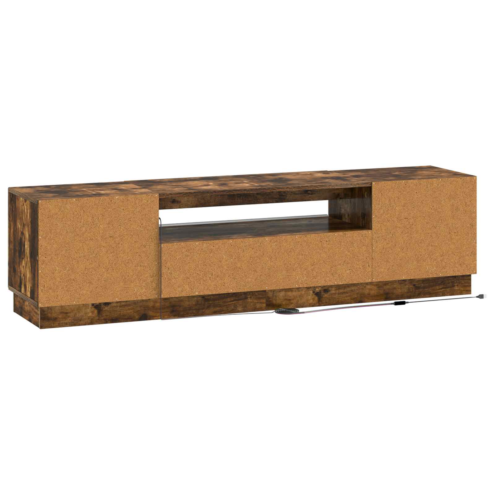 LED tv-meubel Gerookt eiken Bewerkt hout