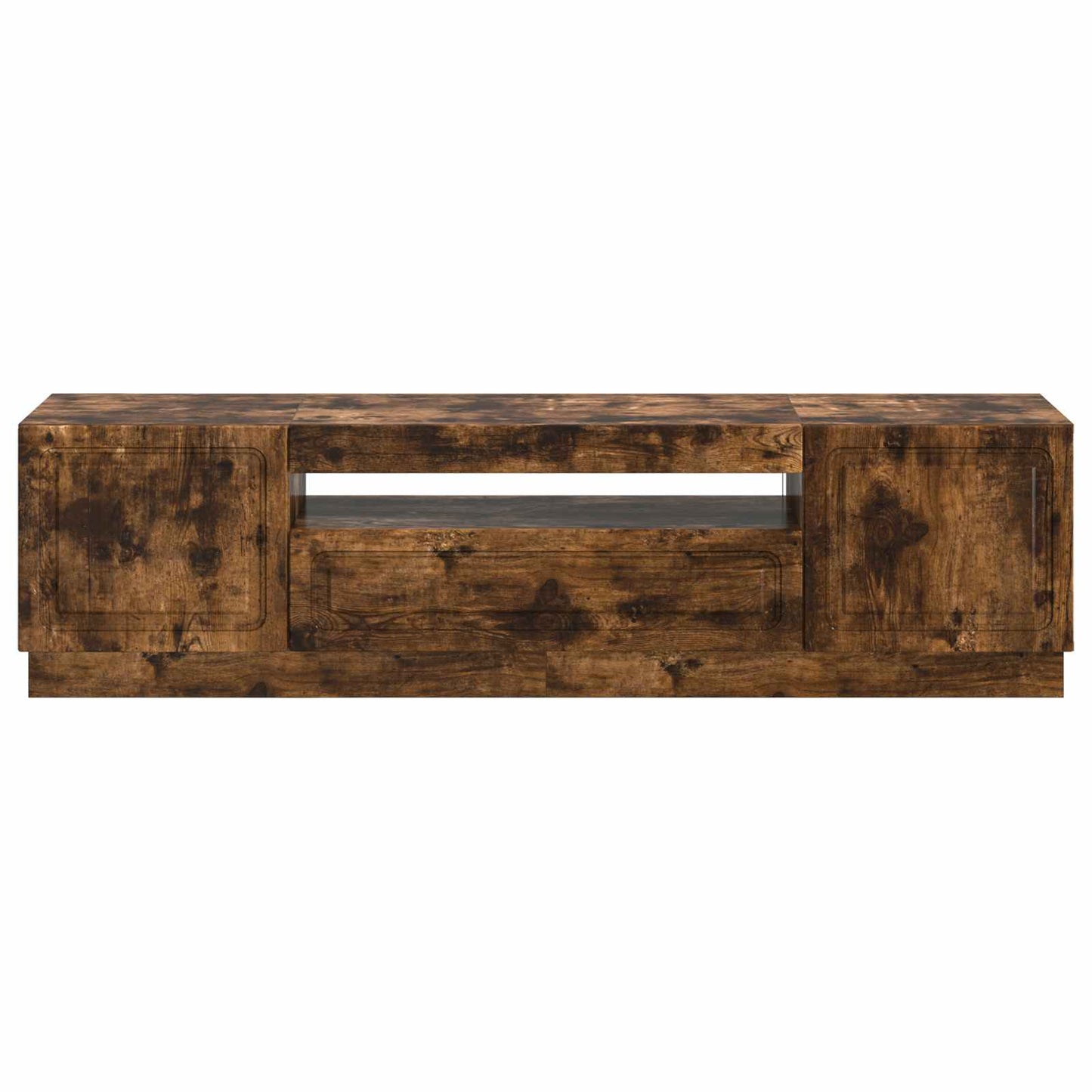 LED tv-meubel Gerookt eiken Bewerkt hout