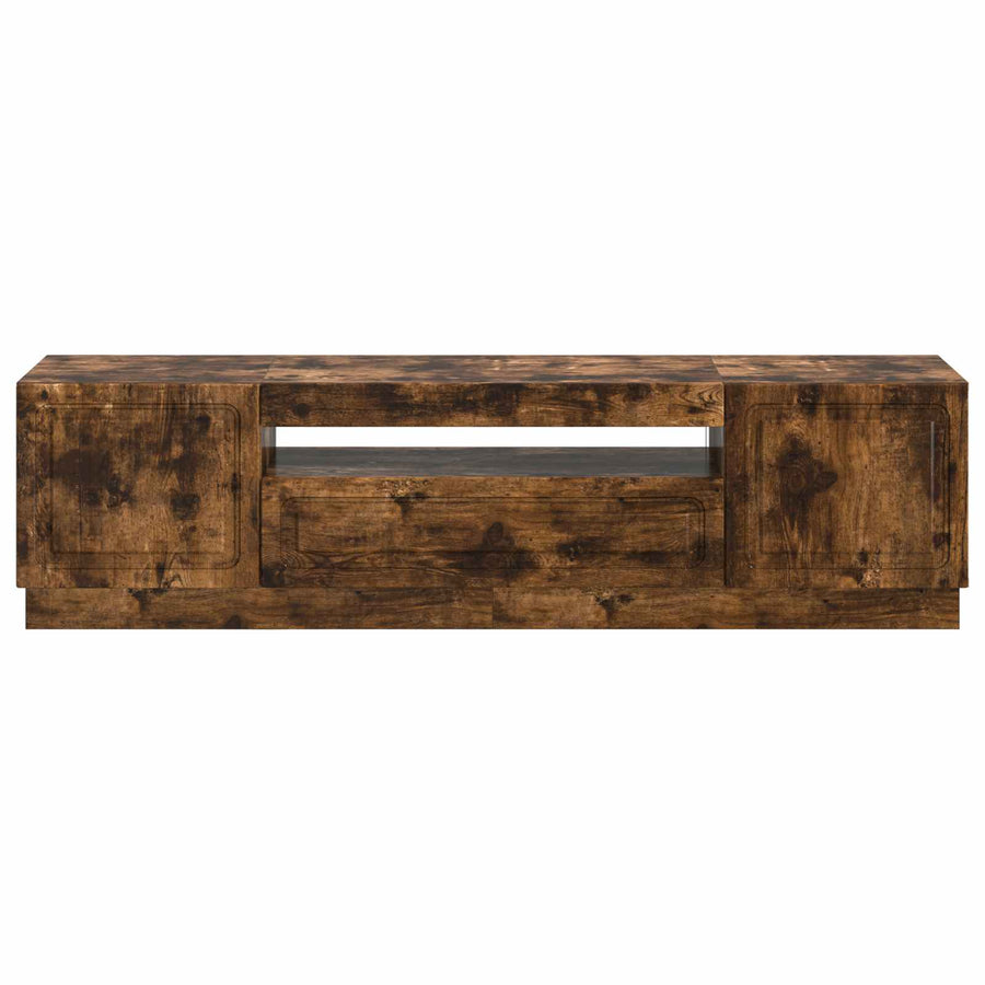 LED tv-meubel Gerookt eiken Bewerkt hout