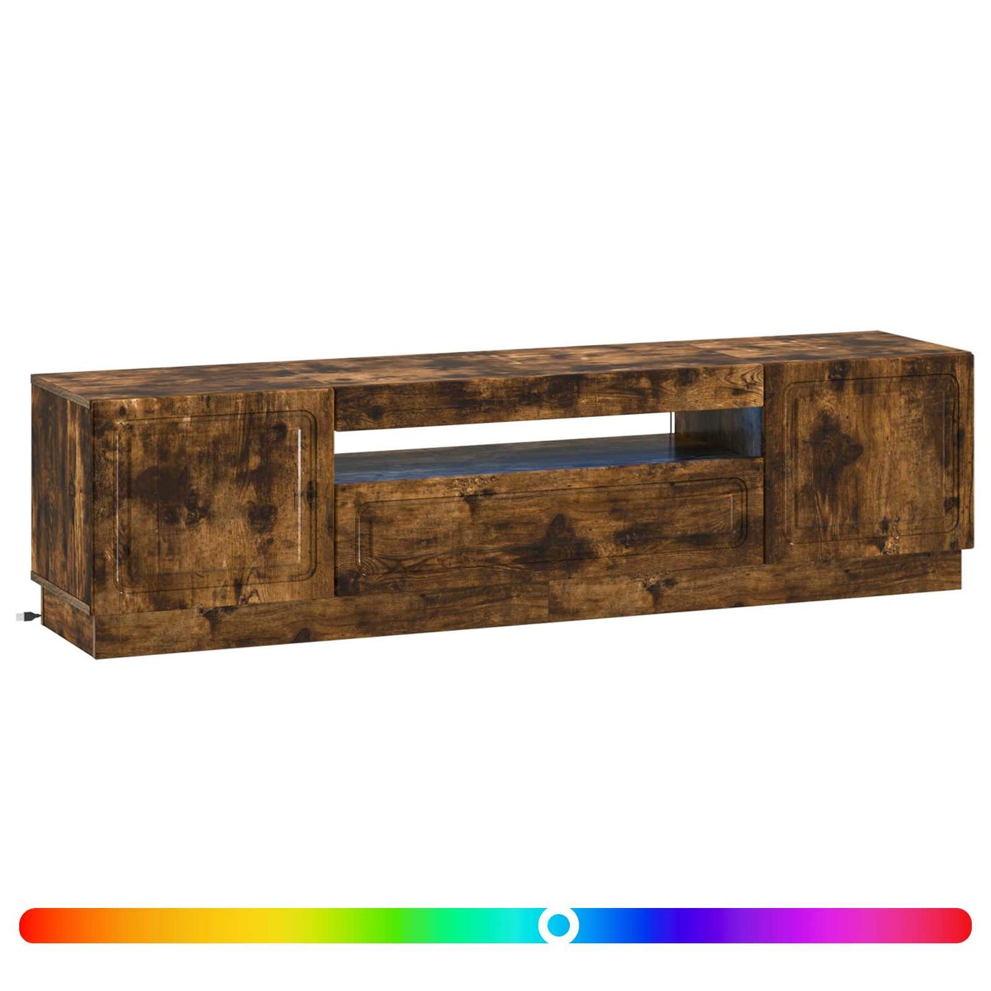 LED tv-meubel Gerookt eiken Bewerkt hout