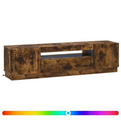LED tv-meubel Gerookt eiken Bewerkt hout