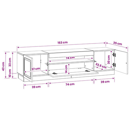 LED tv-meubel Grijs Sonoma Bewerkt hout