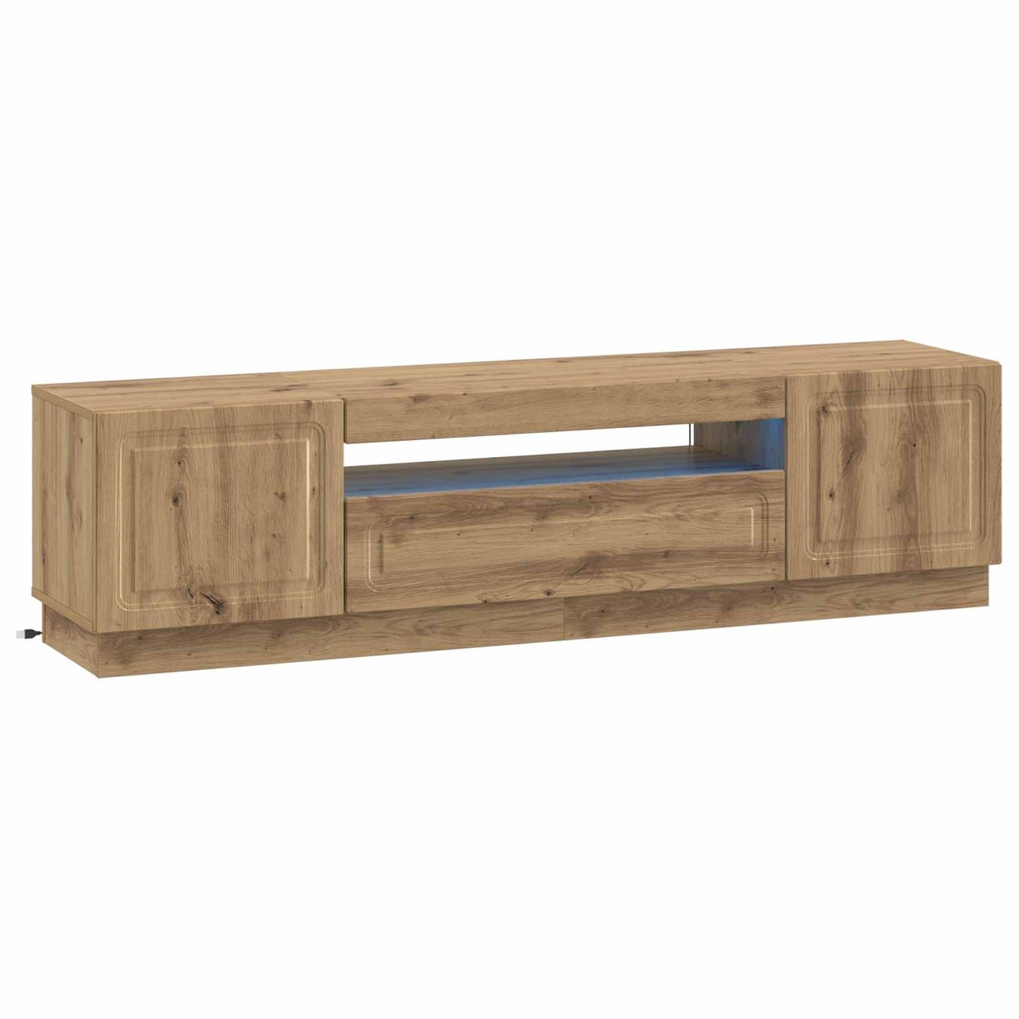 LED tv-meubel Artisanaal eiken Bewerkt hout