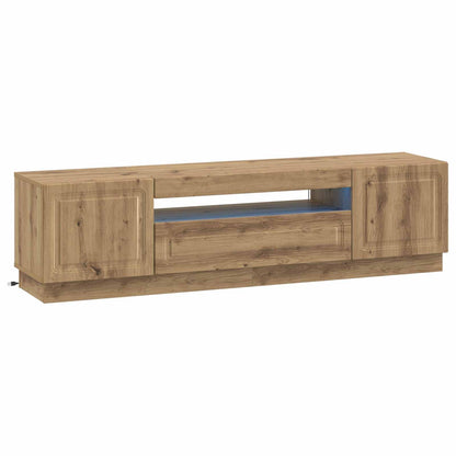LED tv-meubel Artisanaal eiken Bewerkt hout