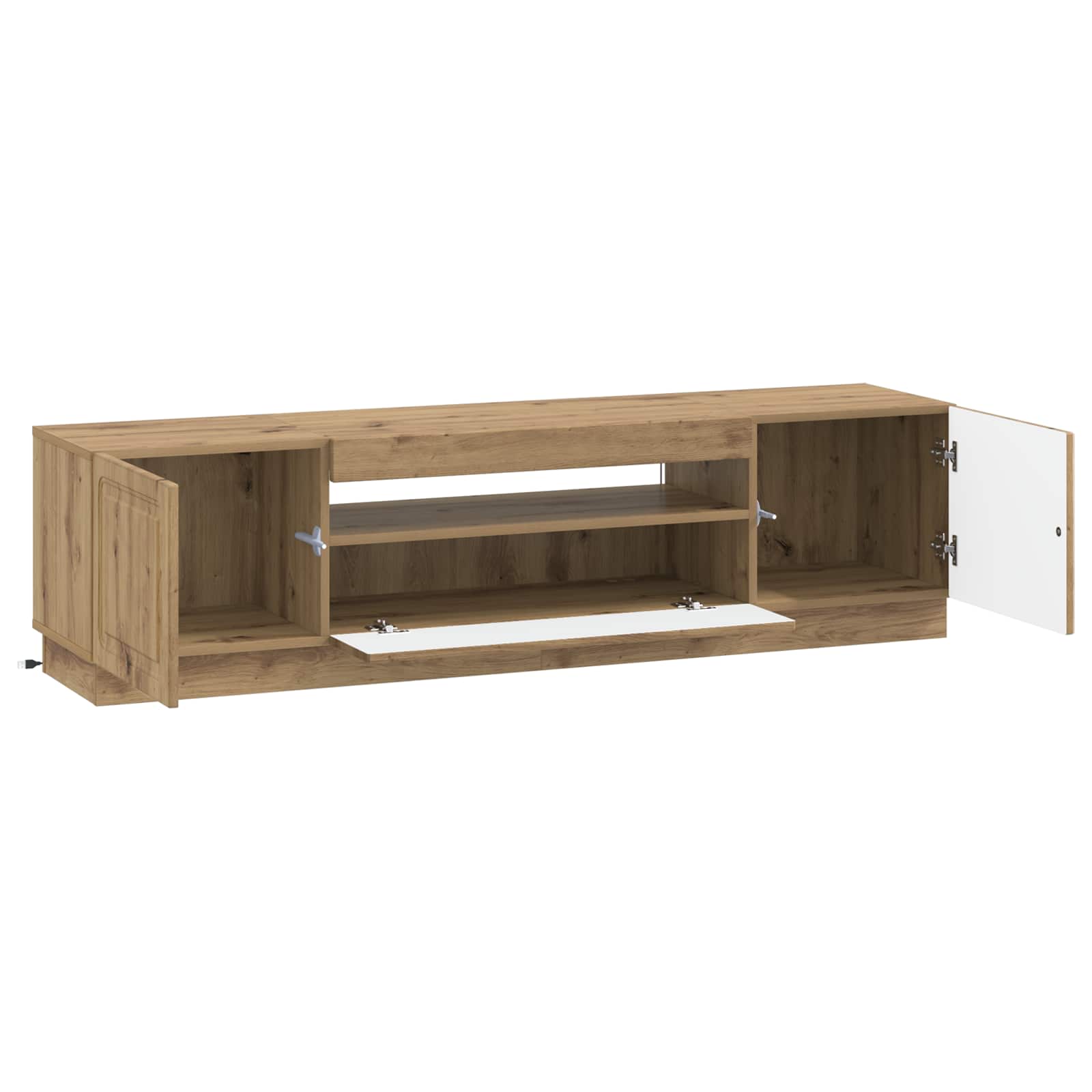 LED tv-meubel Artisanaal eiken Bewerkt hout