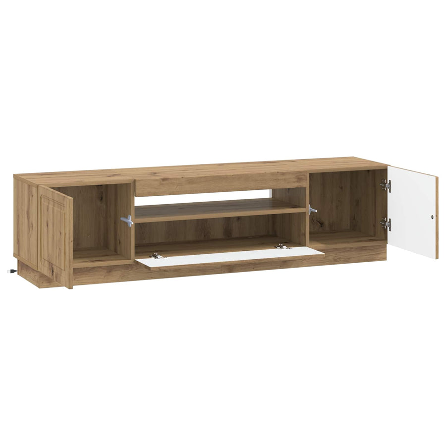 LED tv-meubel Artisanaal eiken Bewerkt hout