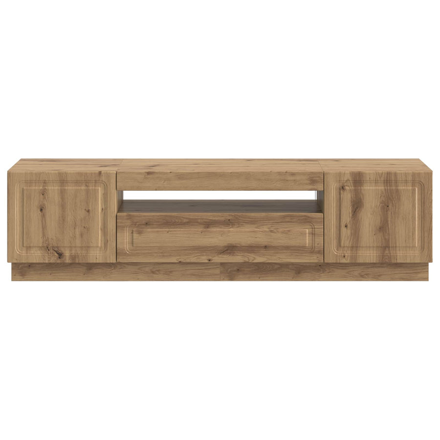 LED tv-meubel Artisanaal eiken Bewerkt hout
