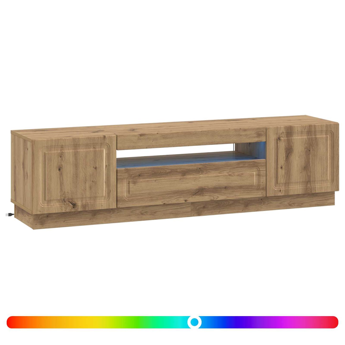 LED tv-meubel Artisanaal eiken Bewerkt hout