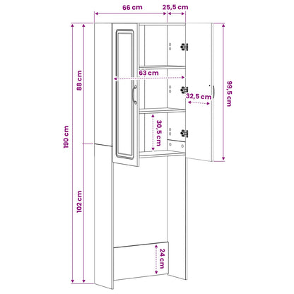 Toiletkast UTRECHT Hoogglans Wit 66 x 25,5 x 190 cm