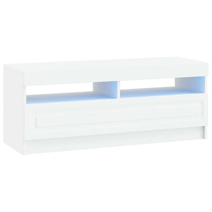 LED tv-meubel Wit Bewerkt hout