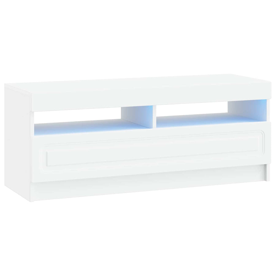 LED tv-meubel Wit Bewerkt hout