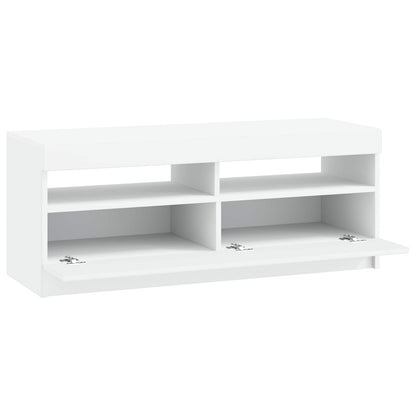LED tv-meubel Wit Bewerkt hout