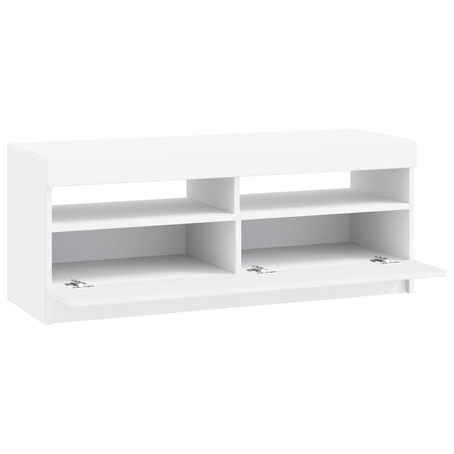 LED tv-meubel Wit Bewerkt hout
