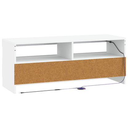 LED tv-meubel Wit Bewerkt hout