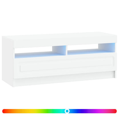LED tv-meubel Wit Bewerkt hout