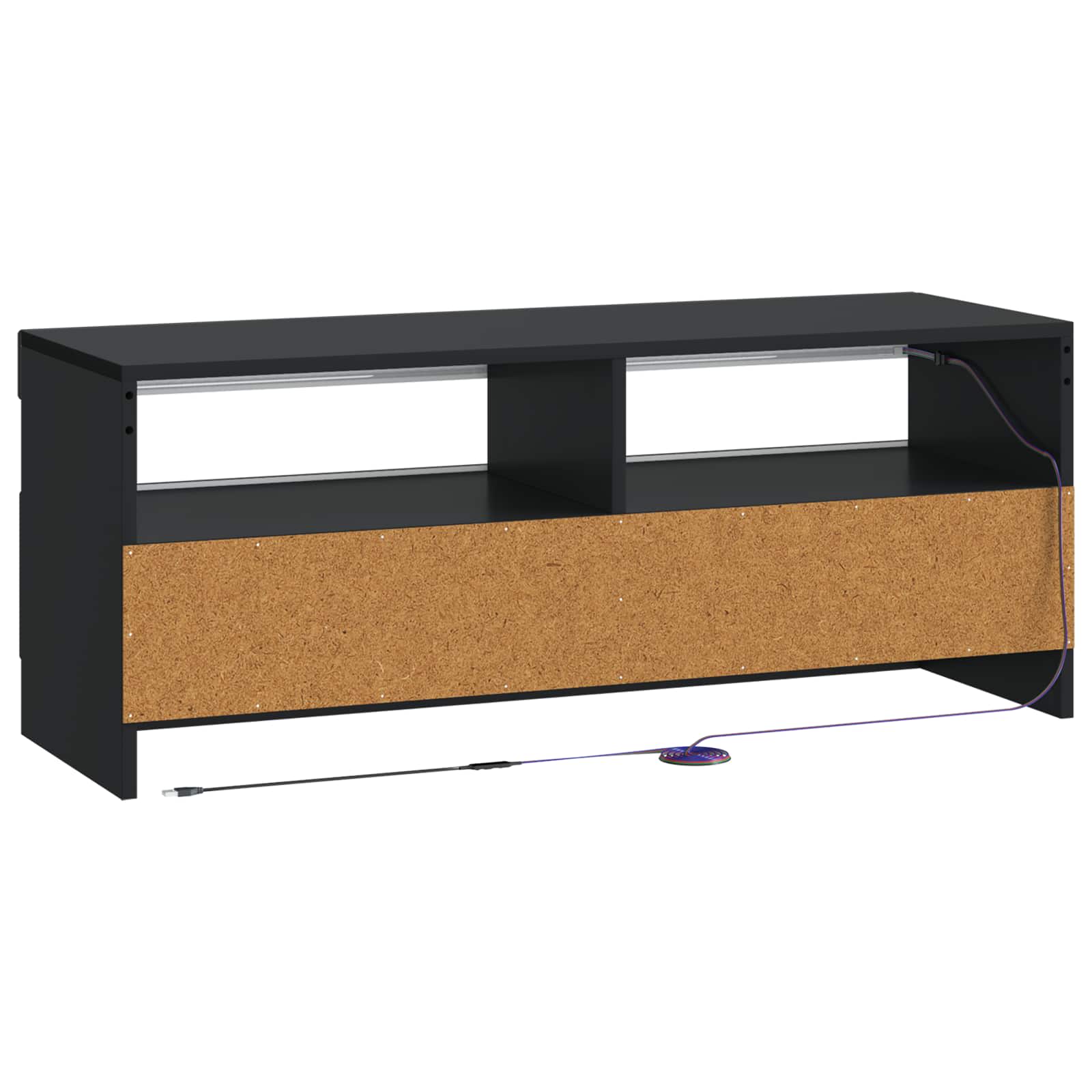 LED tv-meubel Zwart Bewerkt hout