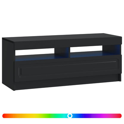 LED tv-meubel Zwart Bewerkt hout