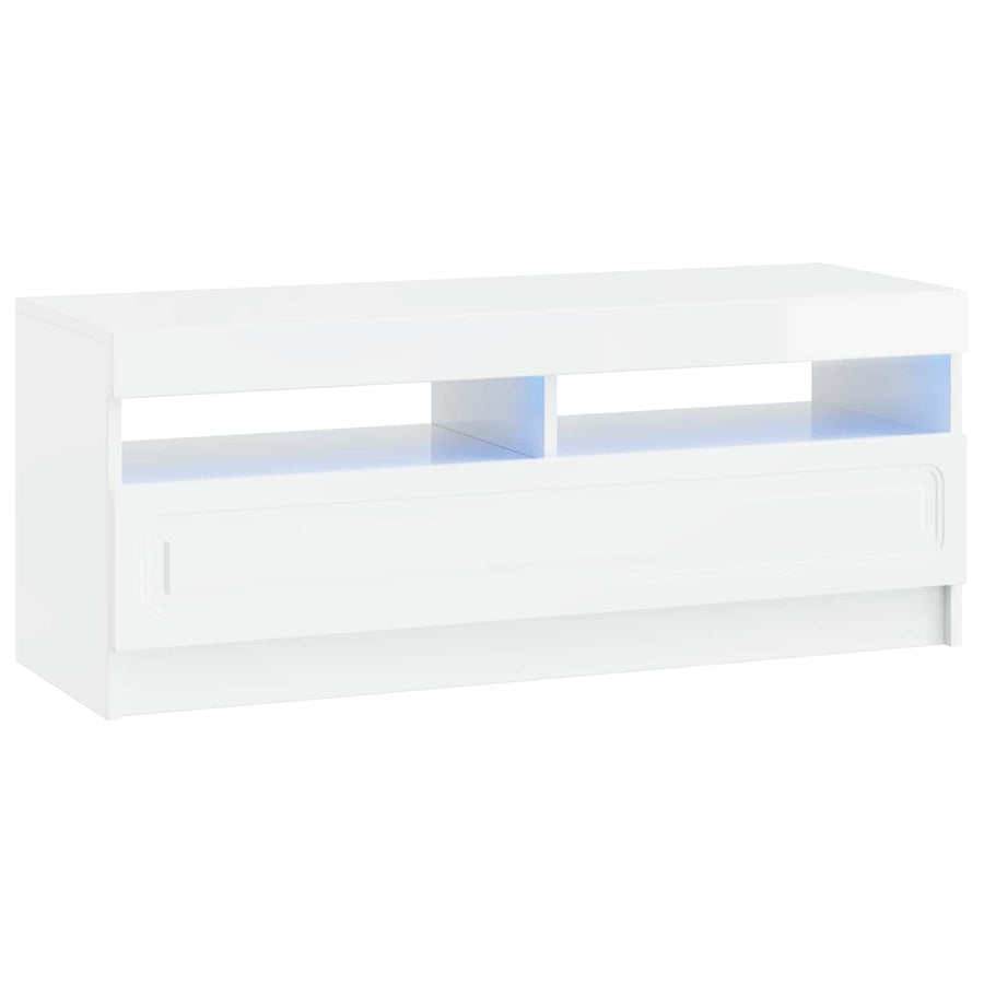LED tv-meubel Hoogglans Wit Bewerkt hout