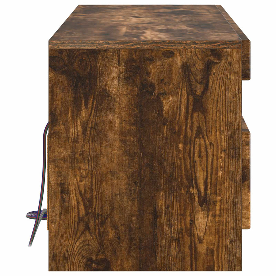 LED tv-meubel Gerookt eiken Bewerkt hout