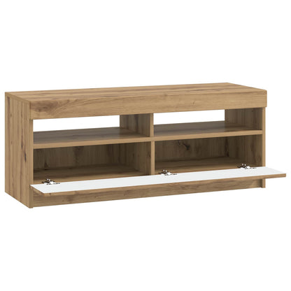 LED tv-meubel Artisanaal eiken Bewerkt hout