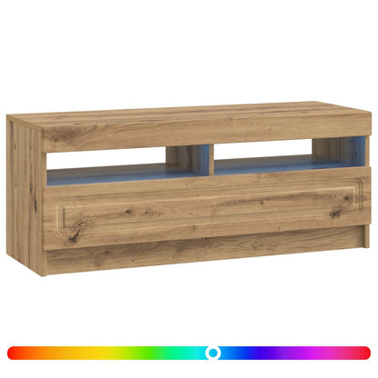 LED tv-meubel Artisanaal eiken Bewerkt hout