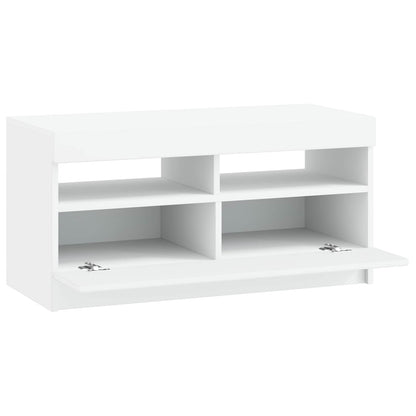 LED tv-meubel Wit Bewerkt hout