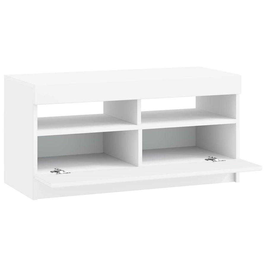 LED tv-meubel Wit Bewerkt hout