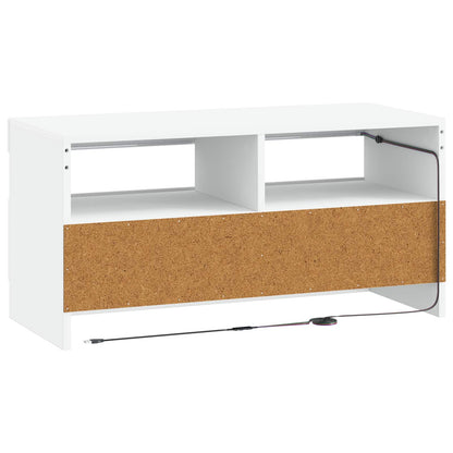 LED tv-meubel Wit Bewerkt hout