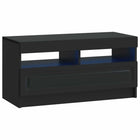 Tv-meubel zwart bewerkt hout met led
