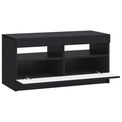 LED tv-meubel Zwart Bewerkt hout