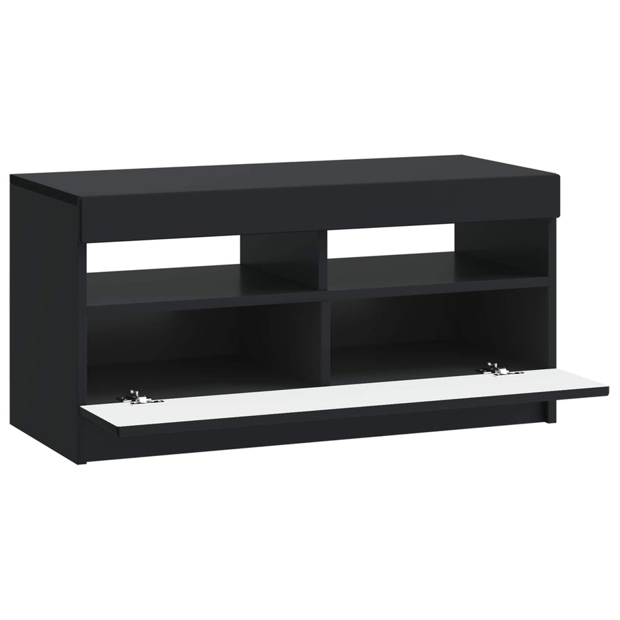 LED tv-meubel Zwart Bewerkt hout