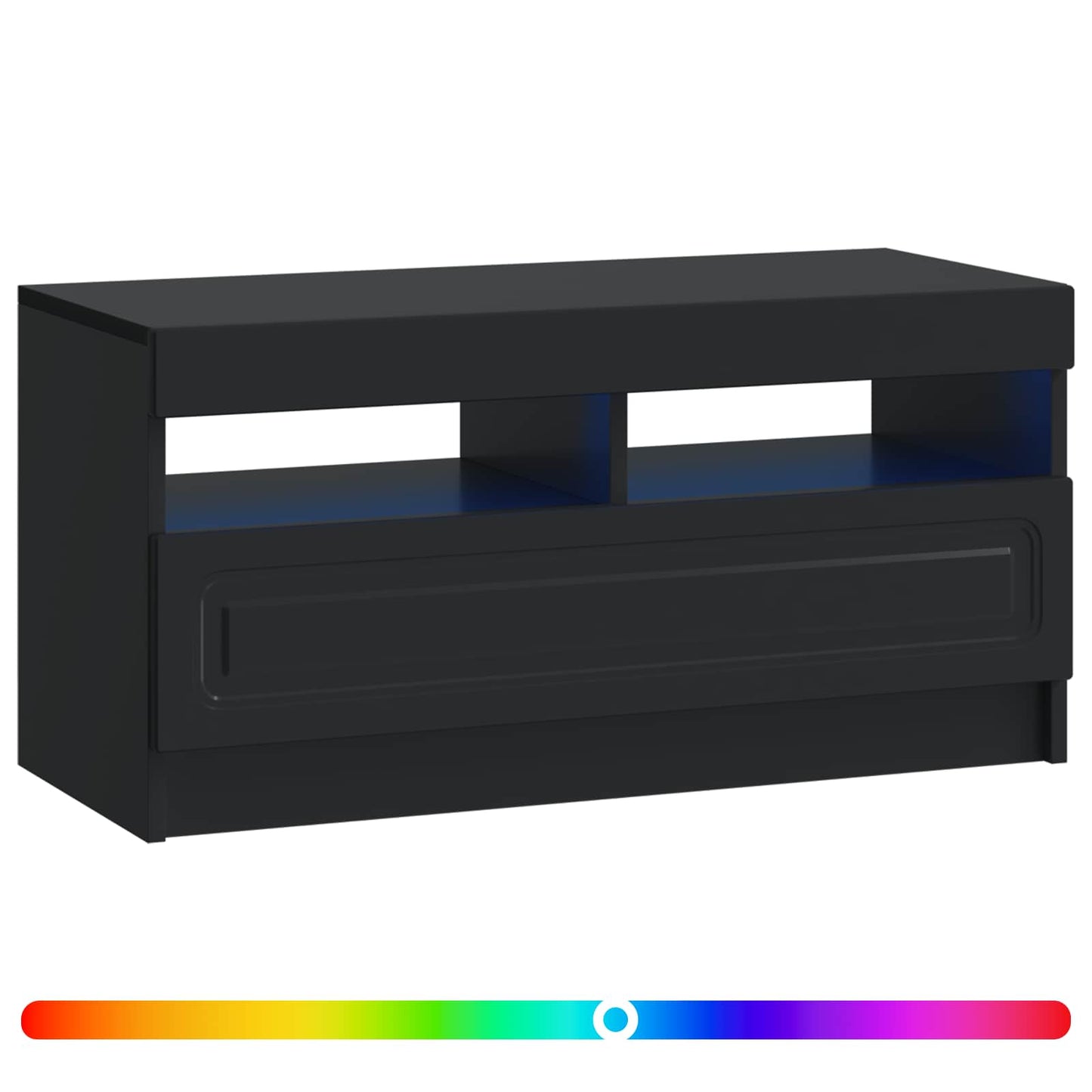 LED tv-meubel Zwart Bewerkt hout