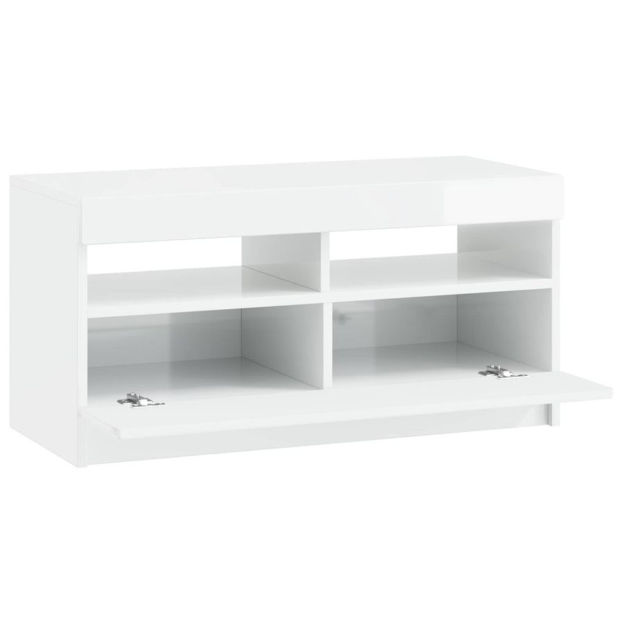 LED tv-meubel Hoogglans Wit Bewerkt hout