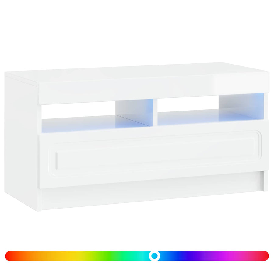 LED tv-meubel Hoogglans Wit Bewerkt hout