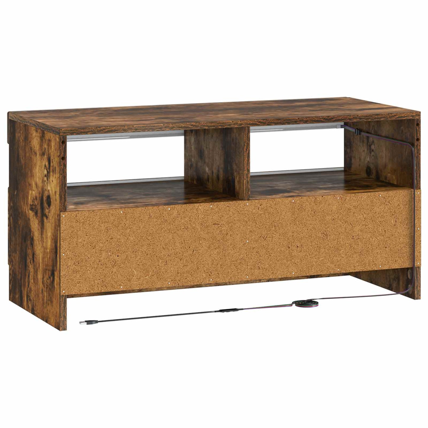 LED tv-meubel Gerookt eiken Bewerkt hout
