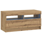 Tv-meubel Artisanaal eiken bewerkt hout 140x30x40 cm LED