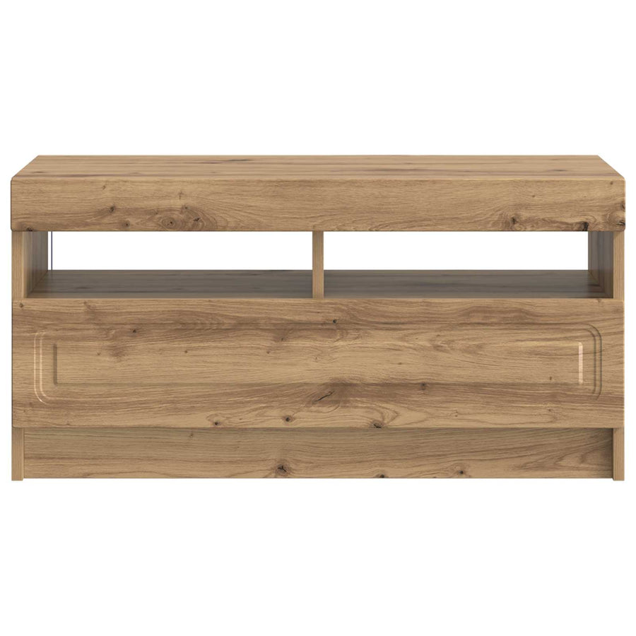 LED tv-meubel Artisanaal eiken Bewerkt hout