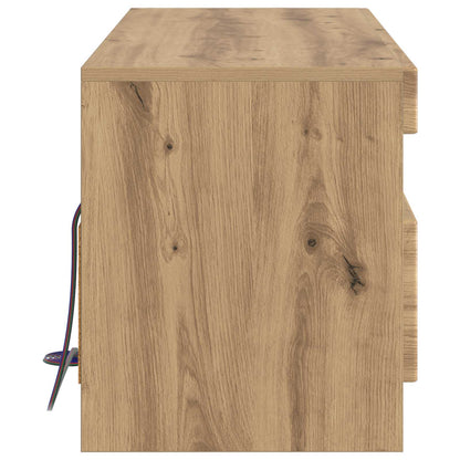 LED tv-meubel Artisanaal eiken Bewerkt hout