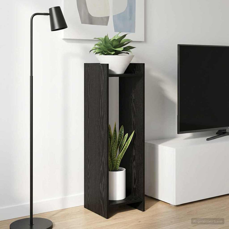 Plantenstandaard met plank 2 pcs Zwarte Eik 30 x 30 x 100 cm