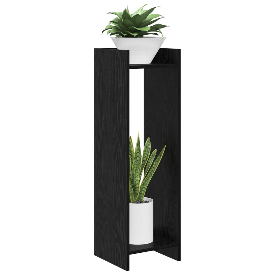 Plantenstandaard met plank 2 pcs Zwarte Eik 30 x 30 x 100 cm
