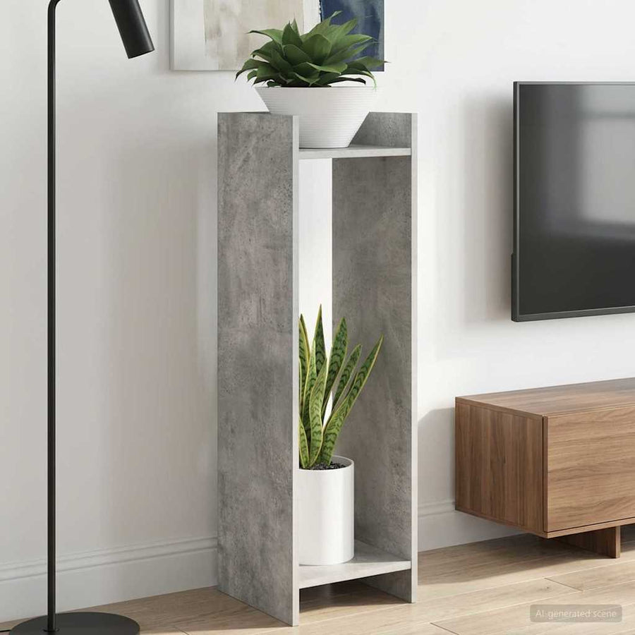 Plantenstandaard met plank 2 pcs Beton Grijs 30 x 30 x 100 cm