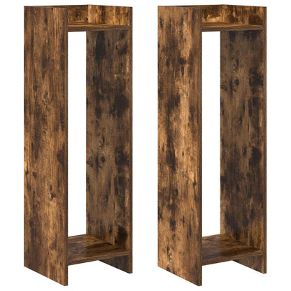 Plantenstandaard met plank 2 pcs Gerookte Eik 30 x 30 x 100 cm