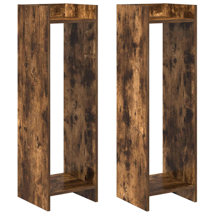 Plantenstandaard met plank 2 pcs Gerookte Eik 30 x 30 x 100 cm