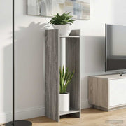 Plantenstandaard met plank 30x30x100 cm geconstrueerd hout grijs