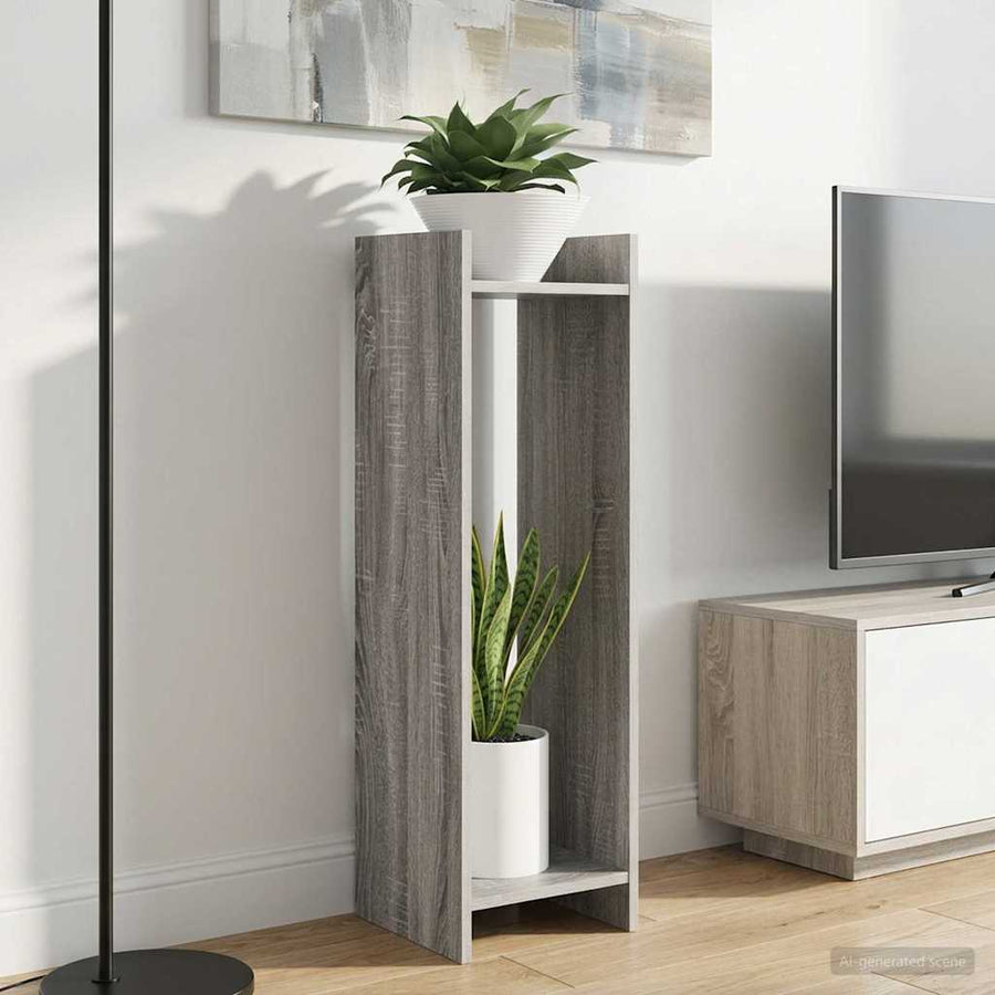 Plantenstandaard met plank Grijze Sonoma 30 x 30 x 100 cm