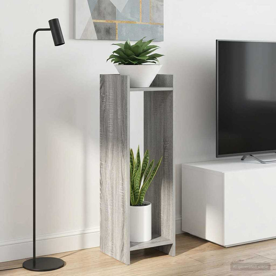 Plantenstandaard met plank 2 pcs Grijze Sonoma 30 x 30 x 100 cm