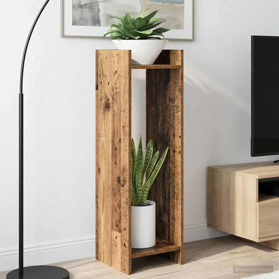 Plantenstandaard met plank 2 pcs Oudhout 30 x 30 x 100 cm